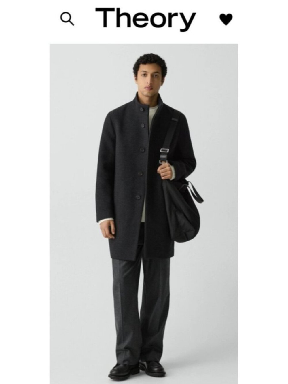 Theory Belvin Wool Cashmere Coat Mens L Gray Manteco Italy Hidden Button Luxury